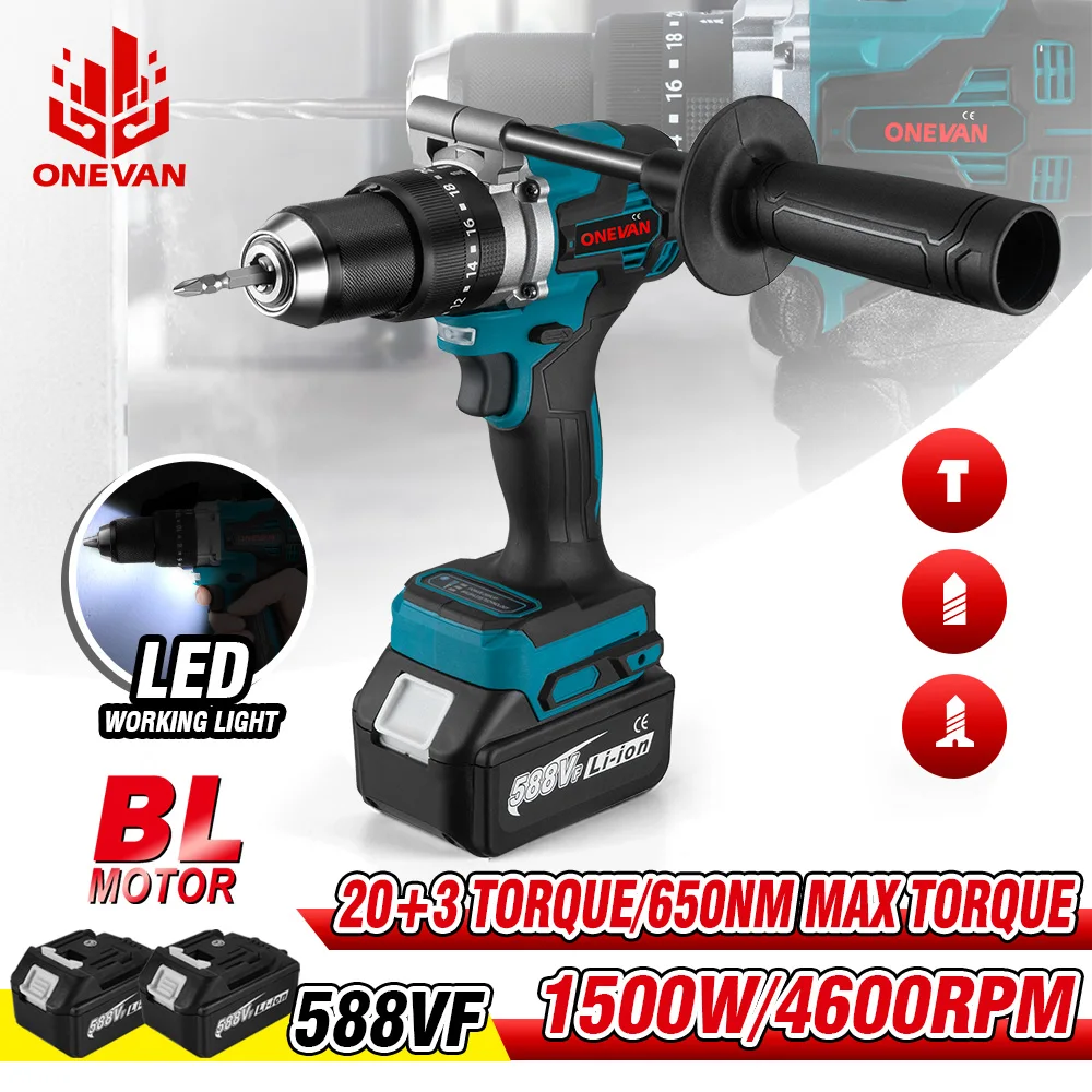 1500 Вт бесщеточная электрическая Ударная дрель 20 + 3 крутящего момента 3в1 электрическая ударная отвертка дрель электроинструменты для батареи Makita 18В 1500 Вт бесщеточная электрическая Ударная дрель 20 + 3 крутящего момента 3в1 электрическая ударная отвертка дрель электроинструменты для батареи Makita 18В
