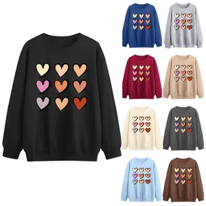 Fashion Women'S Warm Sweatshirt Casual Long Sleeve O Neck Soft Love Heart Printed Shirt Winter History Sweatshirts For Women