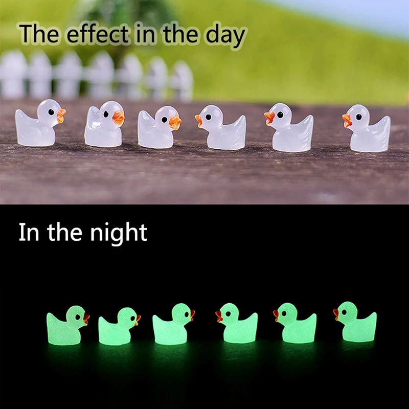 

20Pcs Mini Luminous Resin Ducks Glow in The Dark Miniature Ornament Tiny Ducks For DIY Garden Dollhouse Duck Accessories