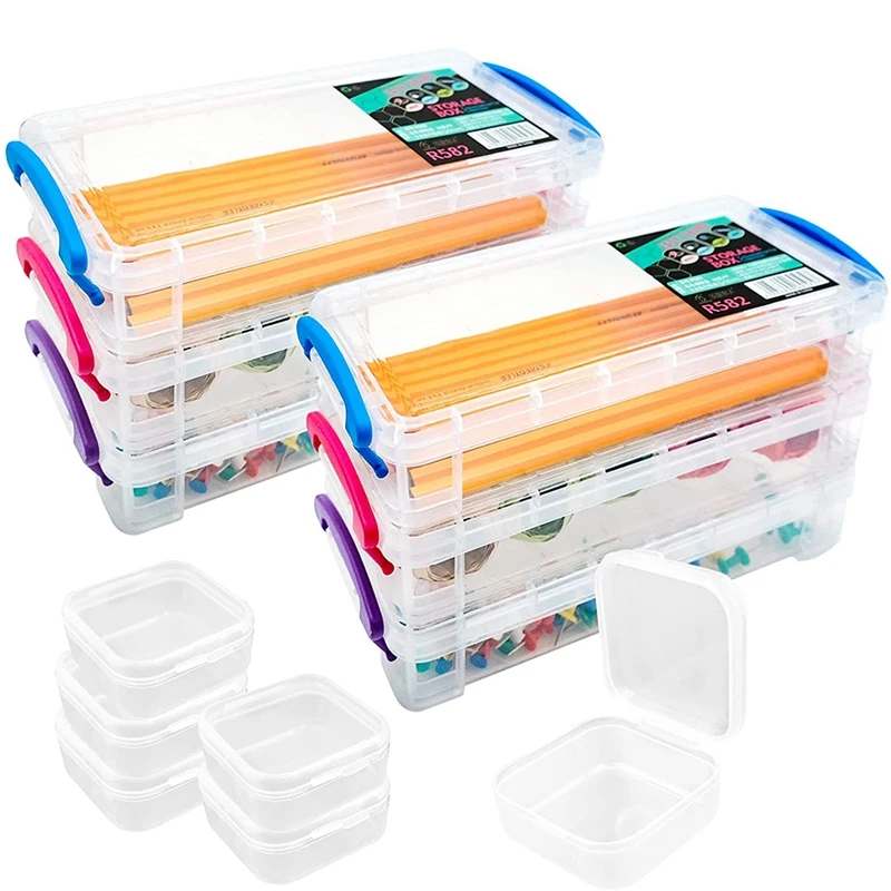 

6Pack Capacity Stackable Translucent Pencil Box,Brush Painting Pencils Storage Box,Office Supplies Storage Organizer Box