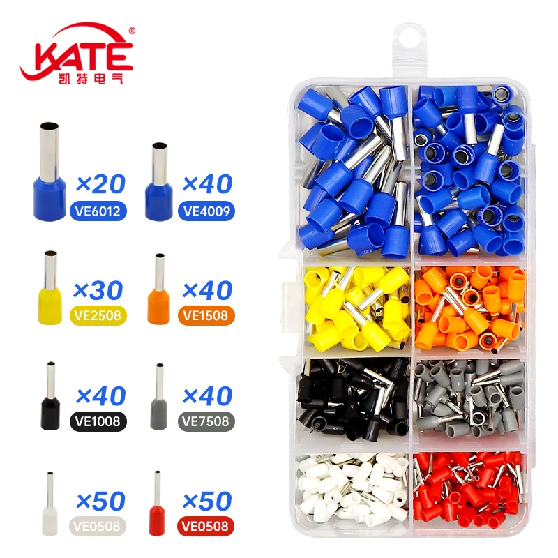 

310Pcs/Box VE Tube Insulated Wire Ferrule Terminals Cable Electrical Terminals Crimp Wire Connector Combo Kit