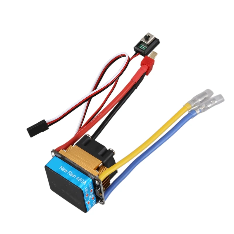 

FBIL-480A Brushed ESC Single Motor With Cooling Fan Waterproof 2-4S 3 Modes 5V/3A BEC For RC Cars