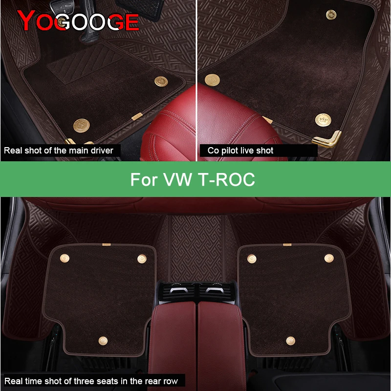YOGOOGE Car Floor Mats For VW T-ROC Luxury Auto Accessories Foot Carpet