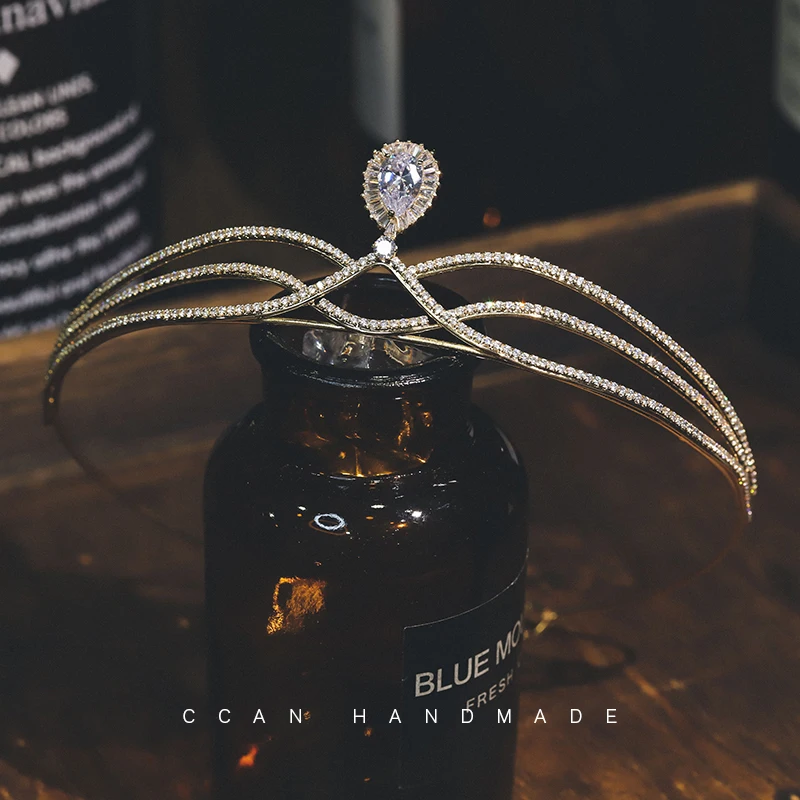 CC модная Корона, Женские аксессуары, свадебная головная повязка, обручальные украшения для волос, диадемы в форме капли воды AN015