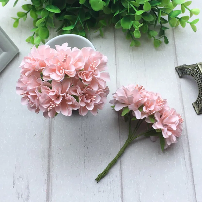 

6pcs Silk Stamen Artificial Flower Bouquet Wedding Party Decoration DIY Handmade Wreath Gift Scrapbooking Craft Fake Flowers
