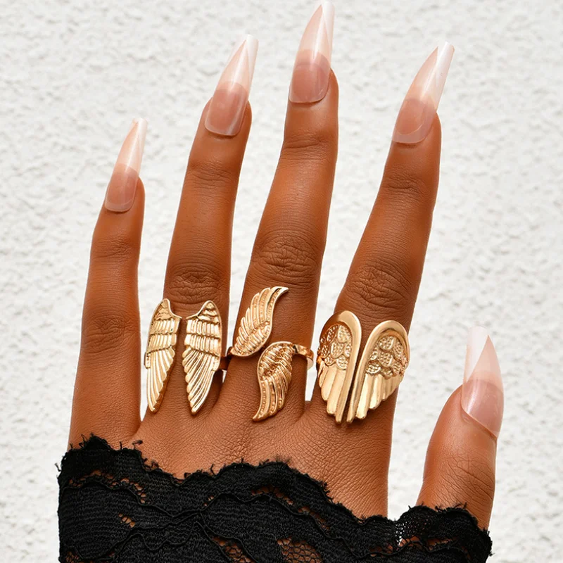 

Vintage Gold Wing Rings Sets for Women Girls Simple Joint Knuckle Ring Jewelry Wholesale