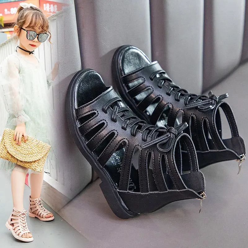 

Free Shipping Bowtie Sandals Summer Princess 2022 Kids Shoes For Girls Child Shoe Low Heel Beach Flat Roman Sandals Girls' Shoes