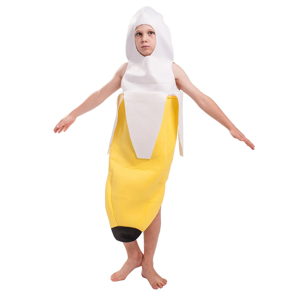 

Unisex Funny Girls Boys Fruit Jumpsuits Cosplay Kids Children Halloween Banana Costumes Carnival Purim Role Playing Party Dress