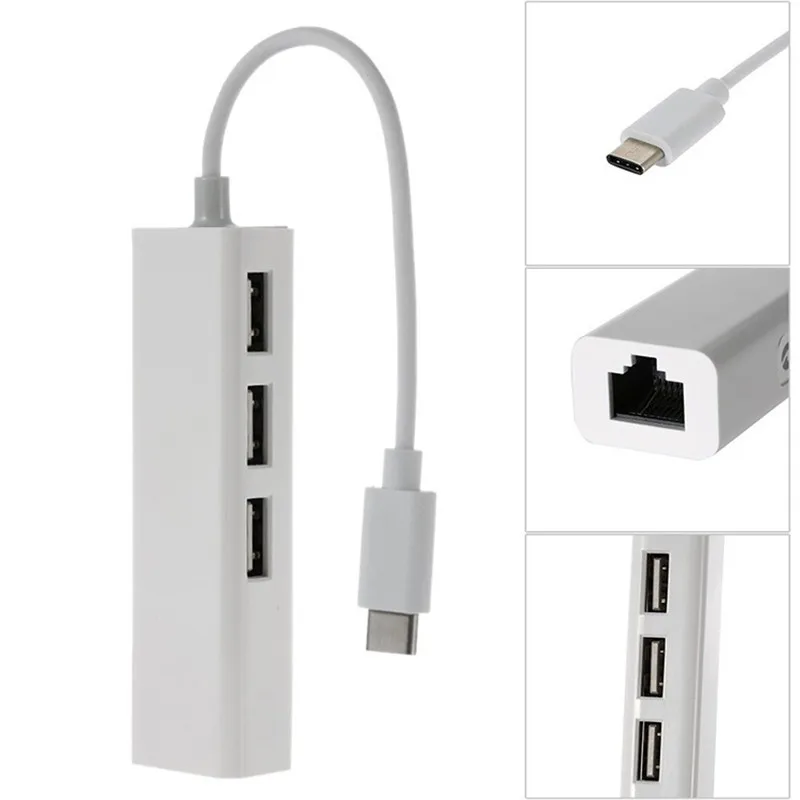 Высокоскоростной планшет для офиса и школы RJ45 USB 2 0 + Type-C 3 порта хаб Ethernet адаптер