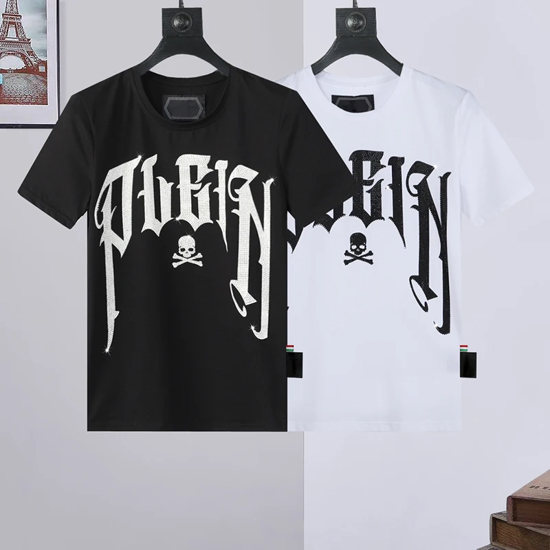 

2022SS qp men's fashion brand plein short-sleeved men's round neck T skull head PP printing cotton fashion men's short T