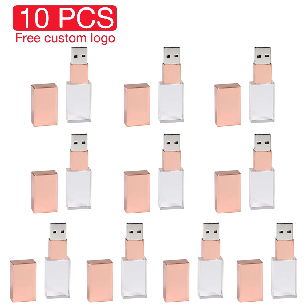 Jaster 10 Pcs Lote Cristal Usb Flash Drives 128gb Criativo Presente de Casamento Pen Drive Memory Stick 32 64gb Logotipo Personalizado Gratuitamente gb 16gb