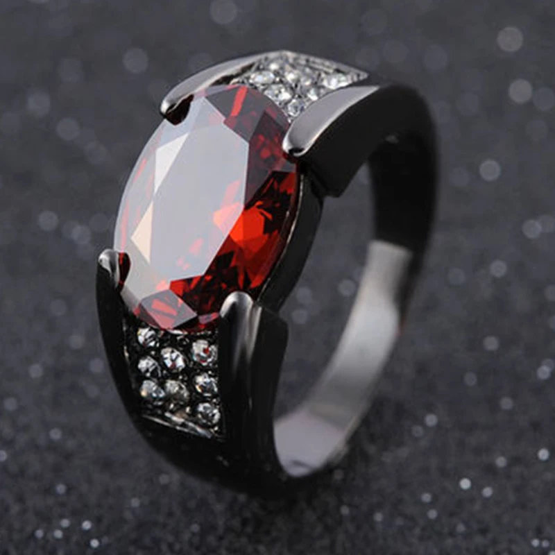 

Milangirl Zircon Inlaid Black Ring Cross Border Men'S Ring red purple crystal rings Wholesale Jewelry Anniversary for Men