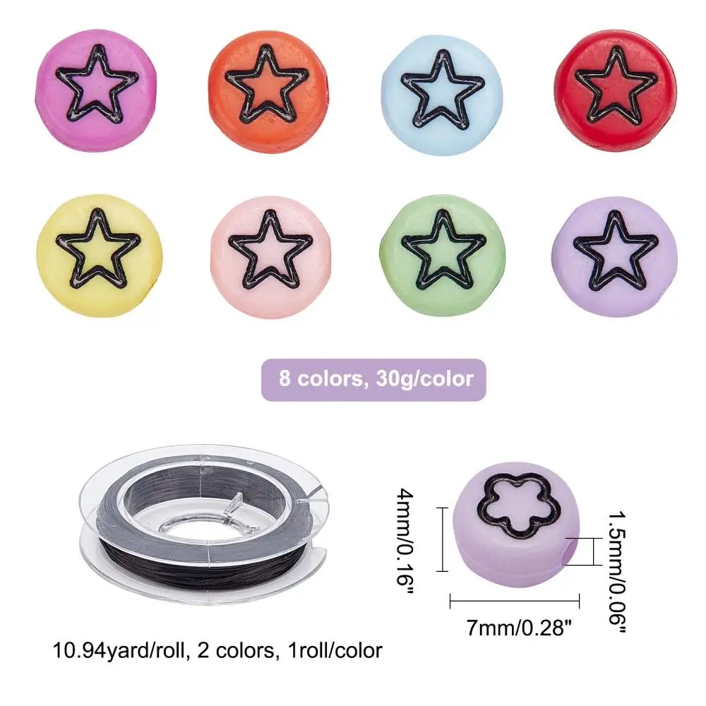 1 Box Mixed Acrylic Beads with Elastic Thread Jewelry Set For Kids Girls Jewelry Making Bracelet Necklace DIY Handcraft Kits