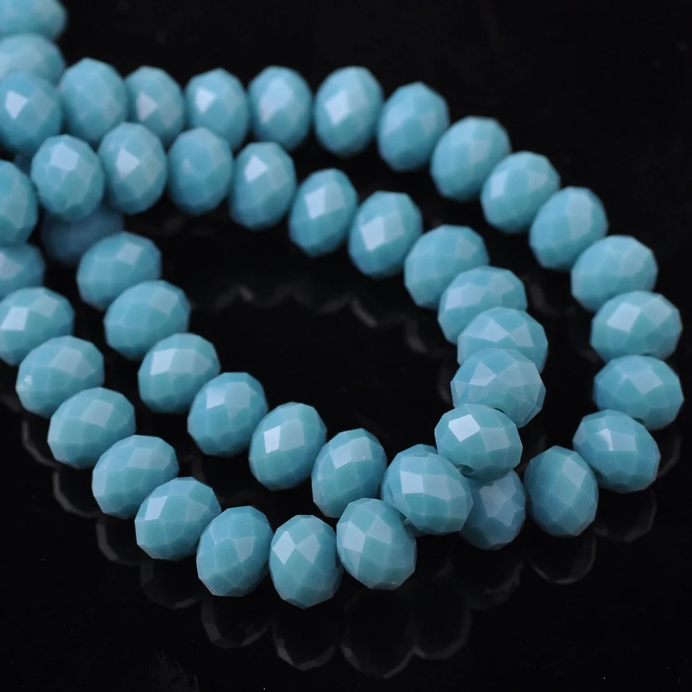 

Rondelle Faceted Czech Crystal Glass Opaque Peacock Blue Color 3mm 4mm 6mm 8mm Loose Spacer Beads for Jewelry Making DIY