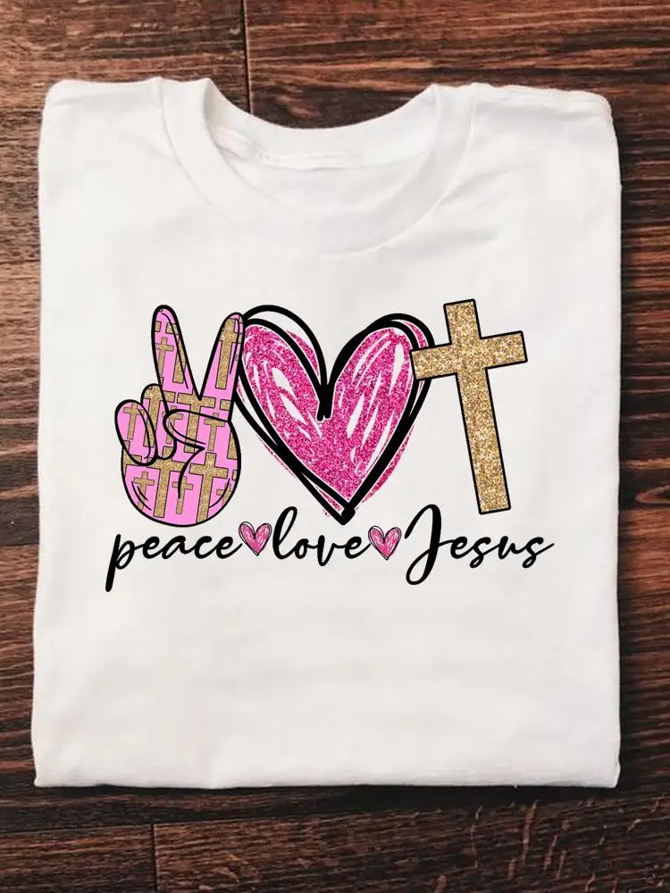

Watercolor Faith Love Heart Print T Fashion Women's Clothing Short Sleeve Clothes Ladies Female Graphic Tee Summer T-shirts
