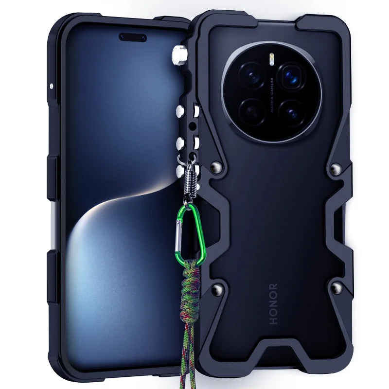 Фото Металлический алюминиевый бампер Zimon Luxury Armor для Honor Magic8 Magic7 Magic6 Magic 8 7 6 Pro RSR Lite, чехол с механическим дизайном, полностью ручная работа, с изображением черепа №1