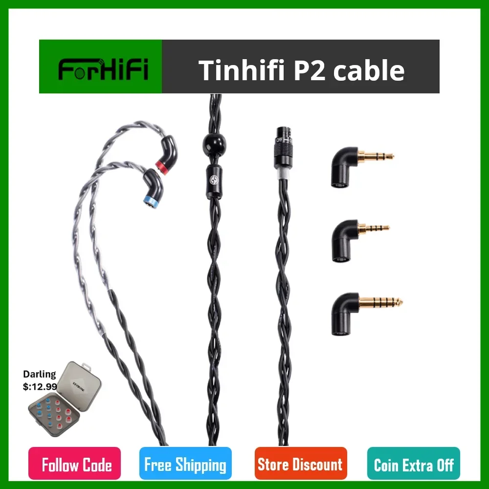 

Tinhifi P2 Upgrade cable QDC 0.78 2.5mm 3.5mm 4.4mm replaceable plug Official Store