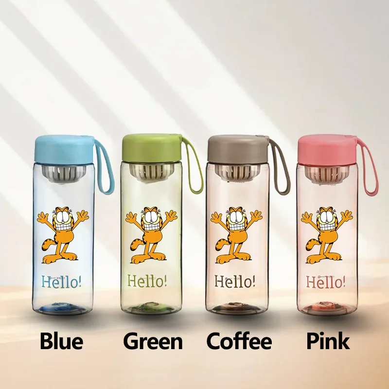 650ML Garfield Children's Plastic Water Bottle Portable Large Capacity Outdoor Sports Travel Leak Proof Cup