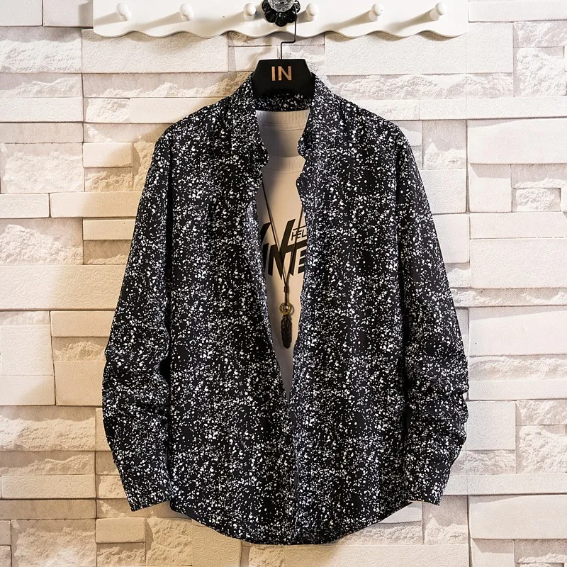 

Men's Floral Print Shirts Long Sleeve Casual Shirts Flower Printing Polyester Thin Hawaiian Slim Fit Dress Shirt Men Clothing