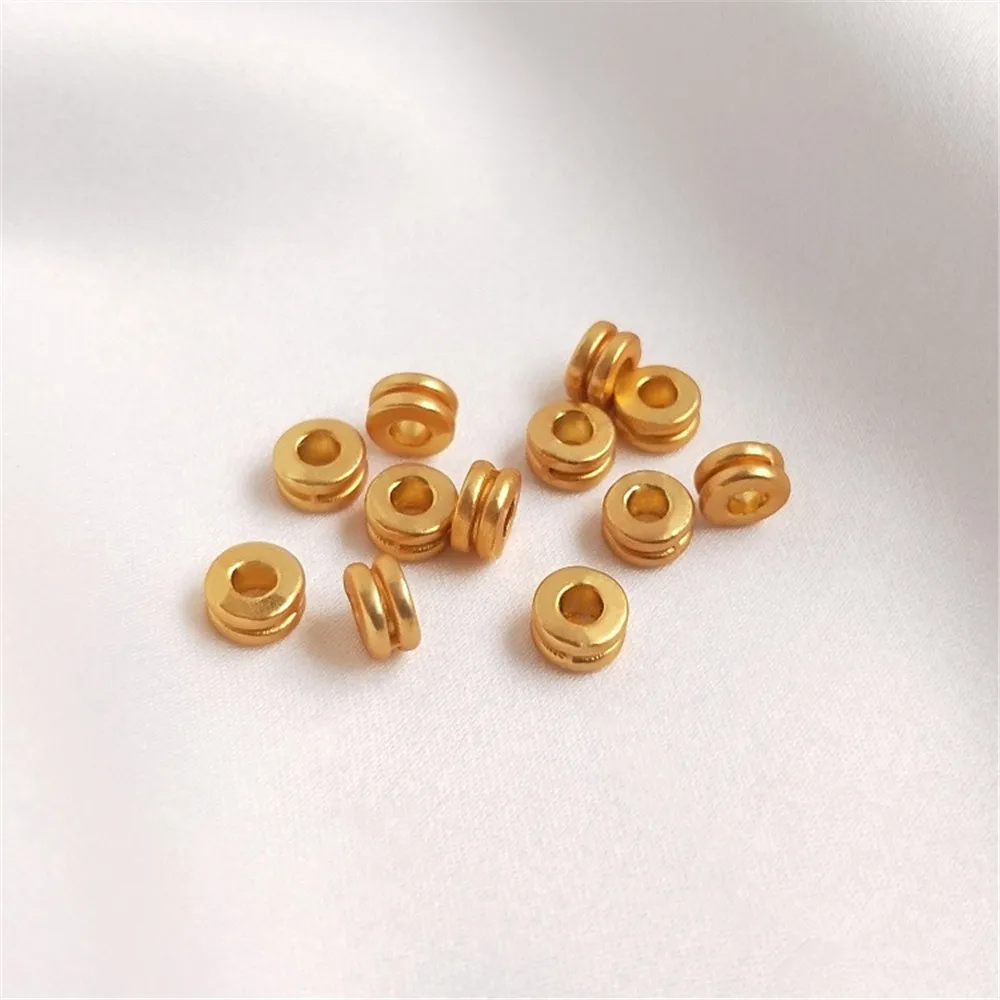 

Dumb gold sand gold color double line bead wheel bead handmade loose bead DIY jewelry bracelet bracelet accessories