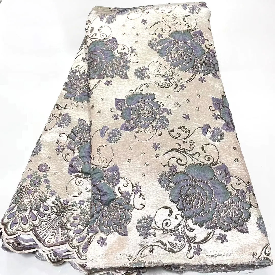 2023 высококачественный африканский тюль, кружевная ткань, французская вышивка, женское платье для выпускного вечера, свадебное жаккардовое платье, 5 ярдов HMJ5571