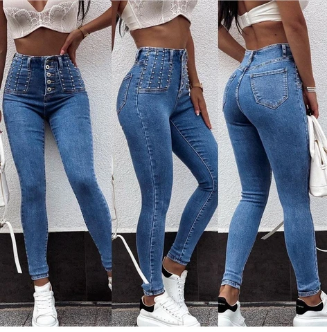 Women's Jeans 2023 Autumn Fashion High Waisted Jeans Sexy Skinny Pants Retro Blue Jeans Pencil Pants Strech Jeans for Women