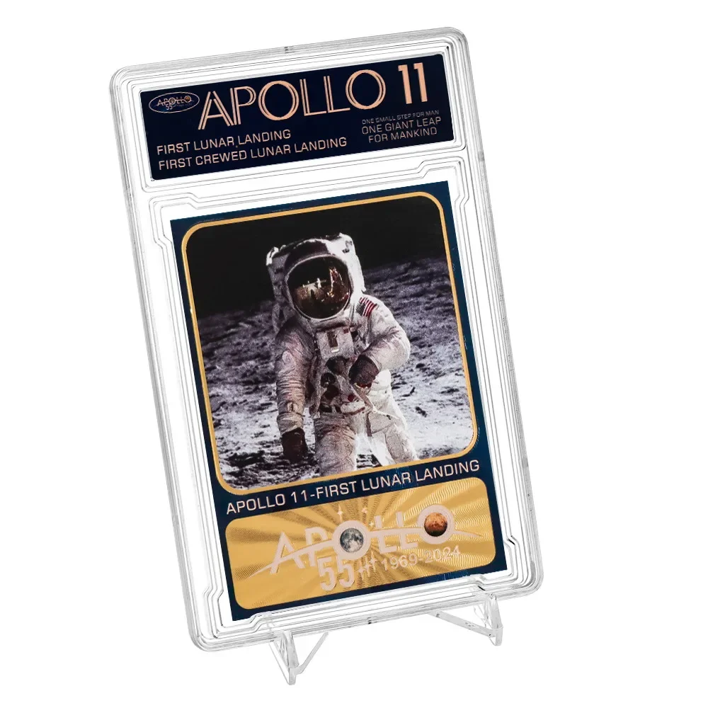 Пластиковая открытка с защитой от первого человека посадки Луны/w корпус дисплея
