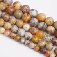 a natural yellow crazy lace agates stone beads for jewelry making round loose beads diy bracelets accessories 4 6 8 10 12mm 15