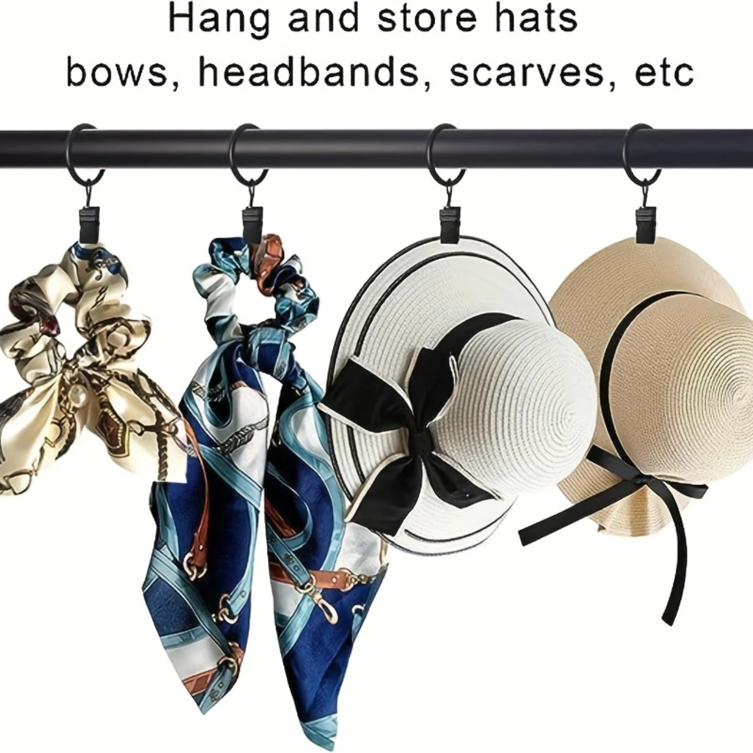 Элегантные черные металлические кольца для штор с зажимами — простая установка