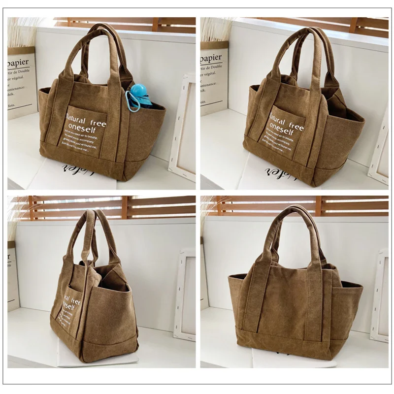 Fashion Luggage & Bags Women's Handbags Shoulder NEW Fresh Letter Portable Canvas Academy Arts Book Storage Bag Bolsa Feminina