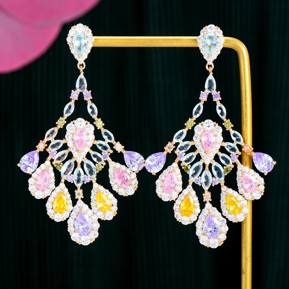 

Jimbora New Original Design Shiny CZ Pendant Earrings For Women Wedding Bridal Jewelry Trendy Noble High Quality 2022 Ins Hot