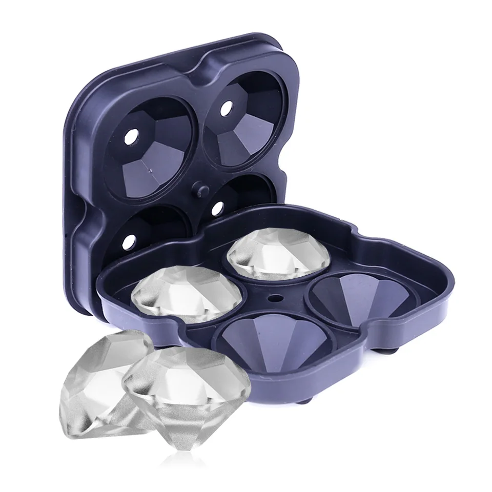 

Creative Diamond Shape Silicone Ice Cube Maker 3D Molds Cocktails Whiskey Wine Ice Cube Tray Cream Bakeware Model Kitchen Tools