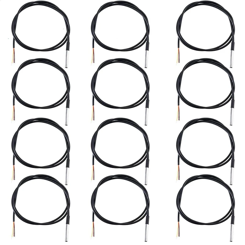 

12 Pcs DS18B20 1 M/ 3.2 Ft Digital Temperature Thermal Cable Waterproof Probe Sensor -55°C To +125°C
