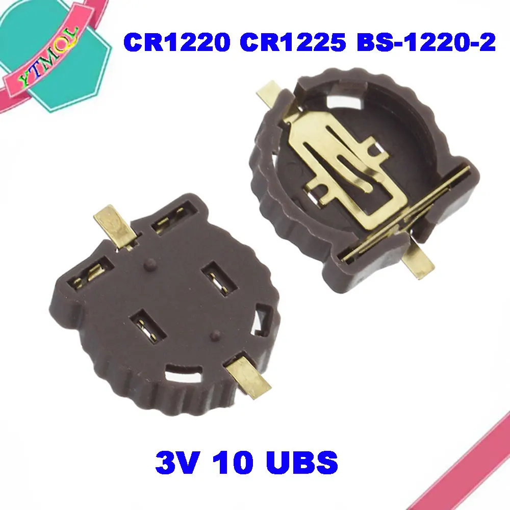 

5-20Pcs CR1220 CR1225 BS-1220-2 Caja de soporte de batería SMD SMT 3V, 10 Uds