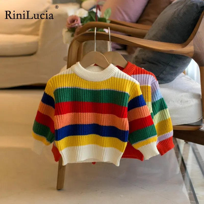 

RiniLucia Children Baby Loose Sweater Knitted Winter Baby Boy Girl Clothes O Neck Kid Toddler Girl Boy Pullover Baby Outerwear
