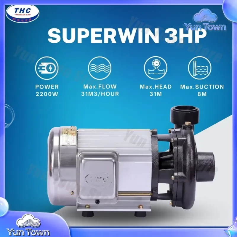 Фото Электрический насос высокого давления Superwin 2200 Вт, 31 м напор, 3 л.с. для дома, сада, ирригации, мойки автомобилей, использования на ферме №5