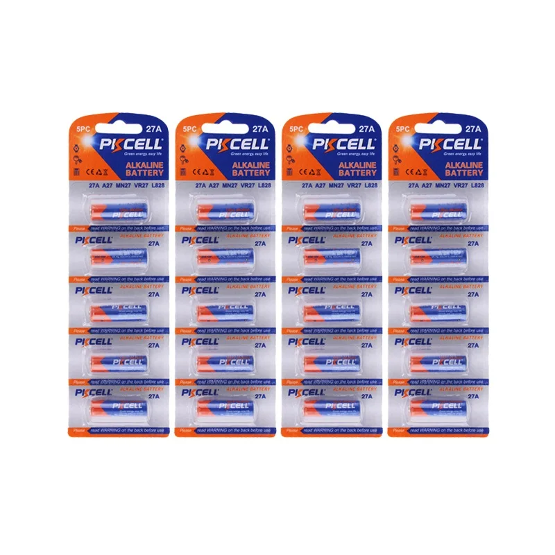 

20pcs/4cards PKCELL A27 12V Battery 27A MN27 27A E27A EL812 For LED Flashlights