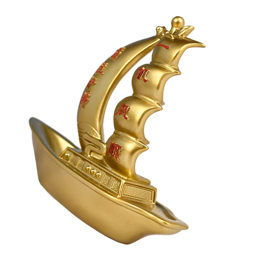

Ship Statue Sailboat Wealth Decor Boat Nautical Sailing Resin Model Chinese Decoration Ornament Sail Prosperity Sculpture Desk