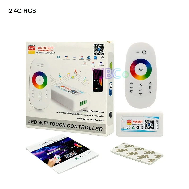 2.4G Tuya Wifi Controller DC 5-24V Single color/CCT/RGB/RGBW/RGB+CCT LED Strip Smart Dimmer Alexa Google Home Voice phone APP