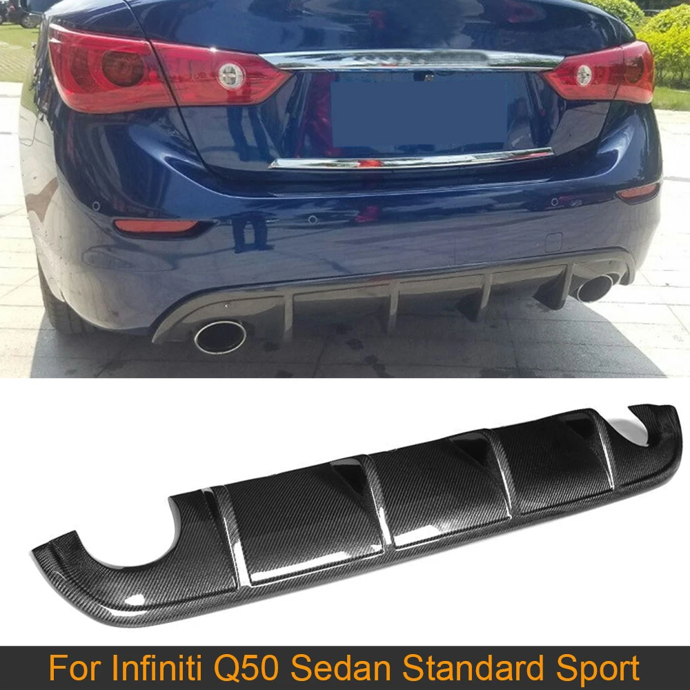 

Diffuse Spoiler For Infiniti Q50 Sedan 4 Door Standard Sport 2013 - 2017 Carbon Fiber Car Rear Lip Diffuser Tain Bumper Boot Lip