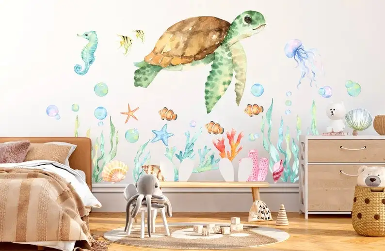 

Turtle Underwater World Coral Sea Horse Removable Wall Decal Sticker Decor