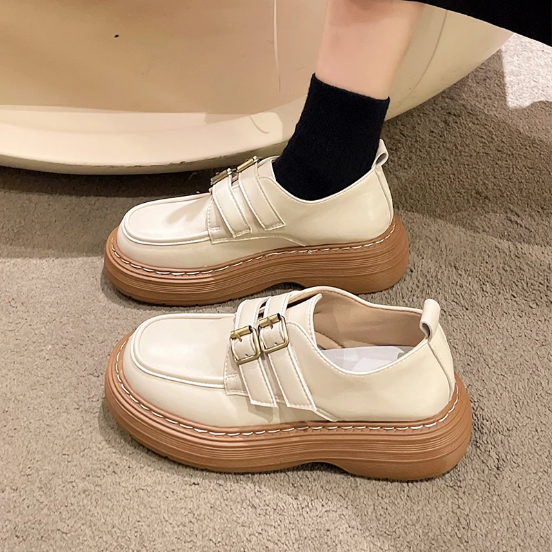 

Women's Shoes Platform Oxfords British Style Female Footwear Casual Sneaker All-Match Clogs Leather Preppy Summer Dress New Rubb