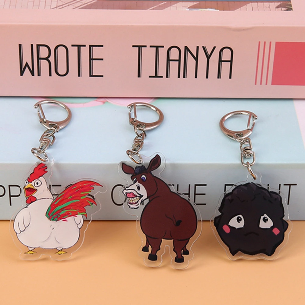 

New Funny RakshaHai City Keychain Small Donkey Chicken Briquettes Pendant Cute Cartoon Key Chain School Bag Ornament Jewelry