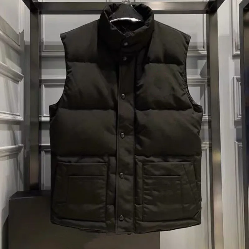 

Winter Women Waistcoat Down Jacket Fashion Men's Sleeveless Stand Collar Single-breasted Vest Coat Women White Duck Down Coats