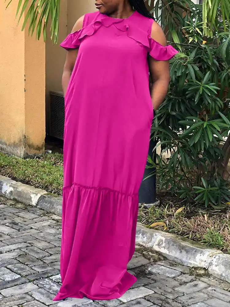 

VONDA Summer Party Dress 2022 Fashion Women Sexy Sleeveless Ruffled Dress Sexy Sundress Pleated Long Robe Oversized Vestidos