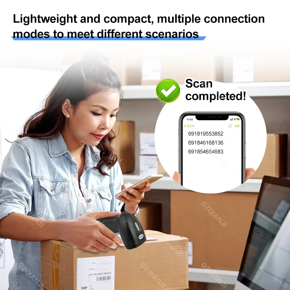 USB проводной/беспроводной/Bluetooth сканер штрих-кода 1D/2D QR-кода портативный