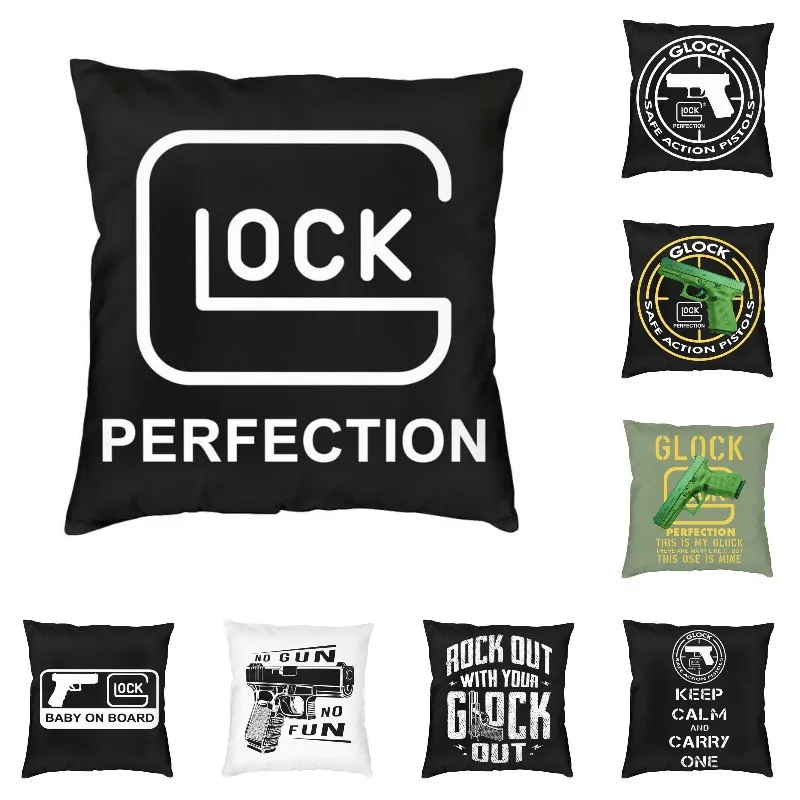 Tactical Glock Shooting Sports Cushion Cover for Sofa Pistol Logo Throw Pillow Case Bedroom Decoration Pillowslip With Zipper