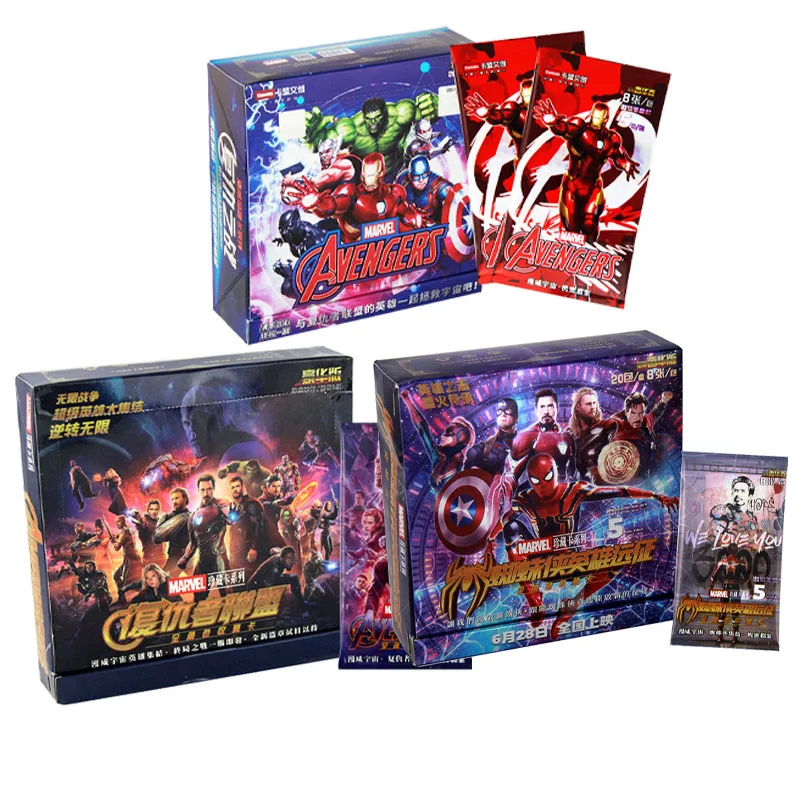 

Original Marvel Avengers Film Character Spiderman Iron Man SSR GR Hot Stamping Flash Collection Cards Toys for Child Gifts