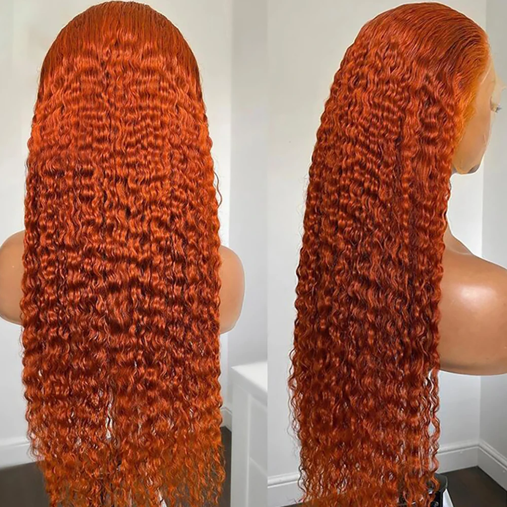 

32 Inch Ginger Orange Lace Front Human Hair Wigs 13x6 Transparent Lace Frontal Wig Brazilian Colored 13x4 Deep Wave Frontal Wig