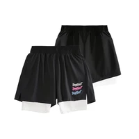 basketball shorts for men sports drawstring zipper pocket fitness workout running training fake two piece short pants trackpants
